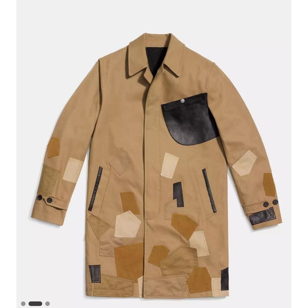 NWT Coach Leather Patchwork Chore Work Steam Punk Jacket Trench Coat MSRP $1200